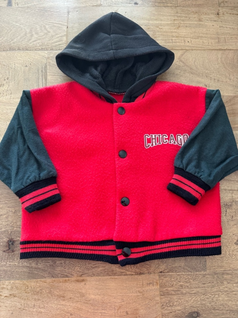 Vintage Milton Chicago Red Black Hooded Fleece Jacket